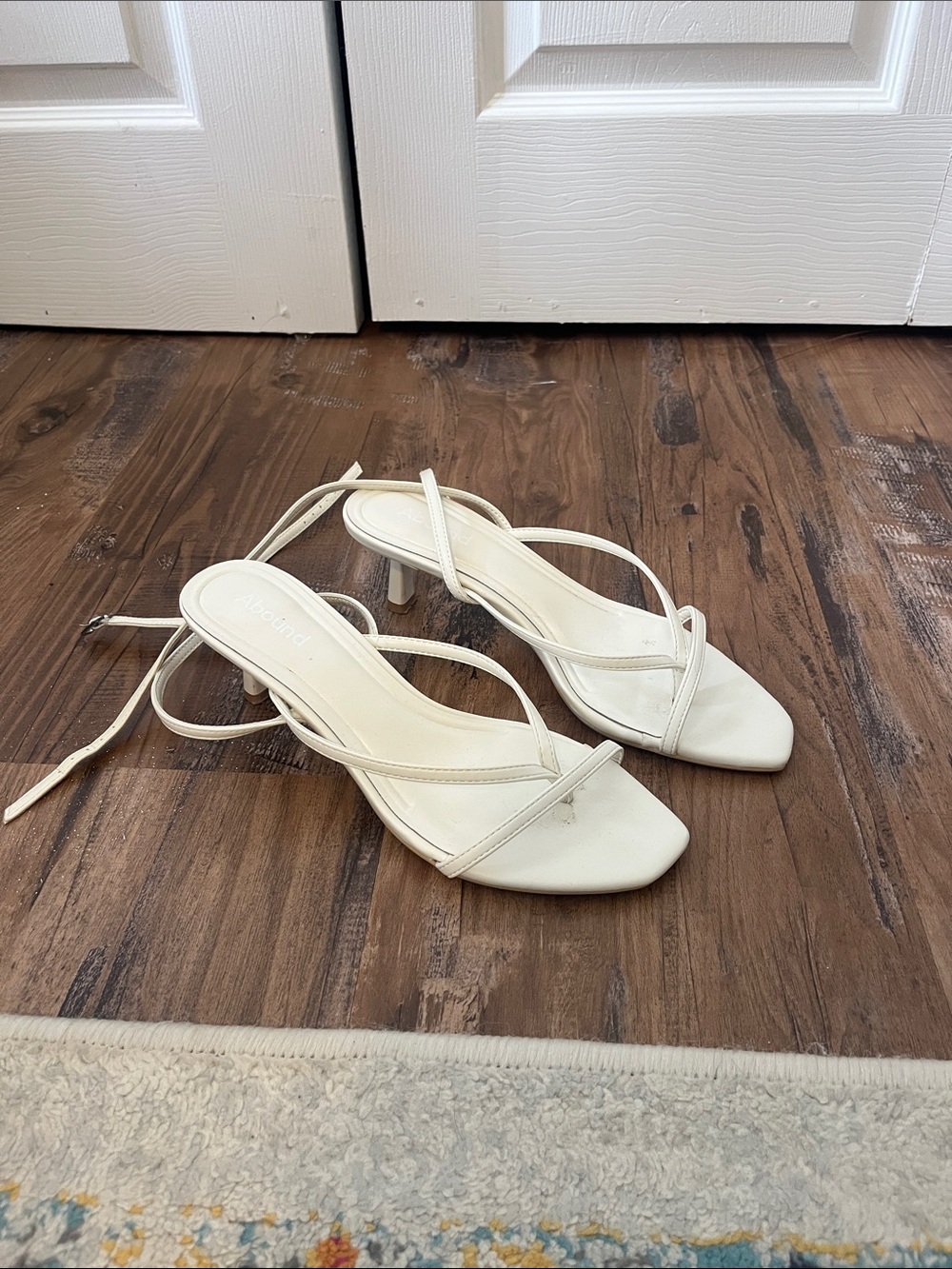 White Strappy Kitten Heel Sandals